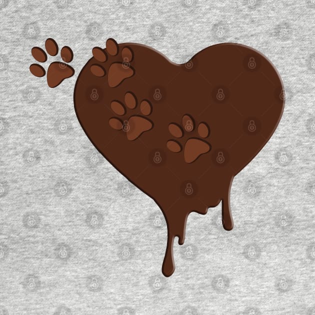 chocolate heart and paw prints by Azul